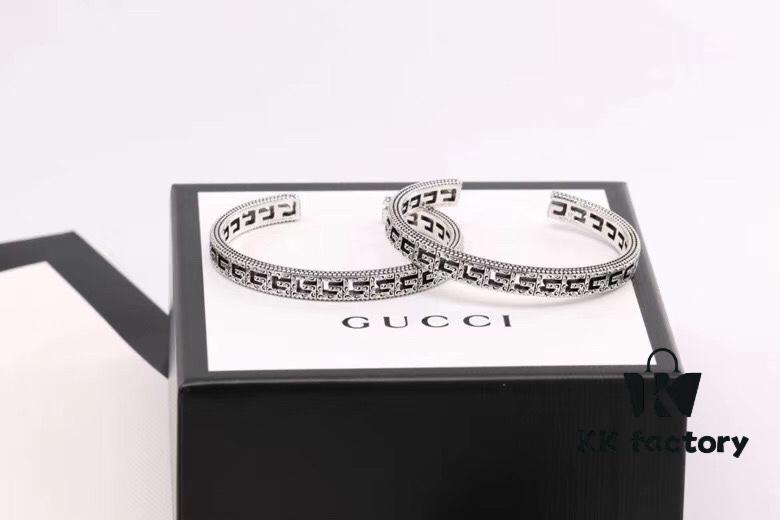 Gucci Men's and Women's Openwork Square G Design Unisex Bracelet in 925 Silver