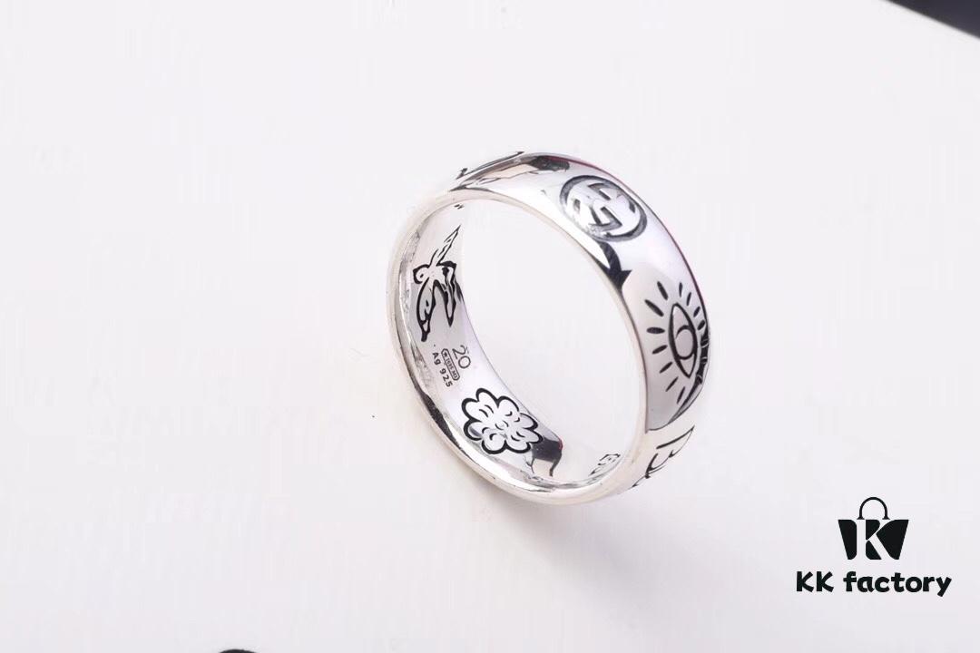 GUCCI 2019 Latest Ring Original 925 Sterling Silver (GucciGhost) Series Accessory to Awaken Vibrant Perception, Simple and Stylish, Independent and Unconventional