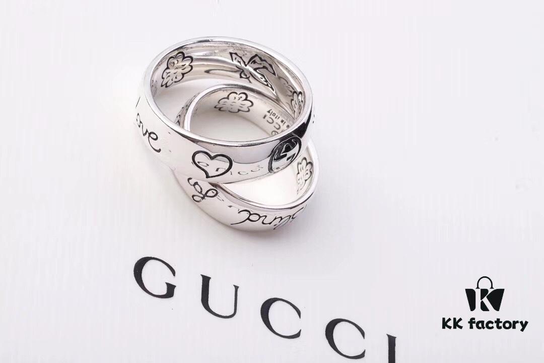 GUCCI 2019 Latest Ring Original 925 Sterling Silver (GucciGhost) Series Accessory to Awaken Vibrant Perception, Simple and Stylish, Independent and Unconventional