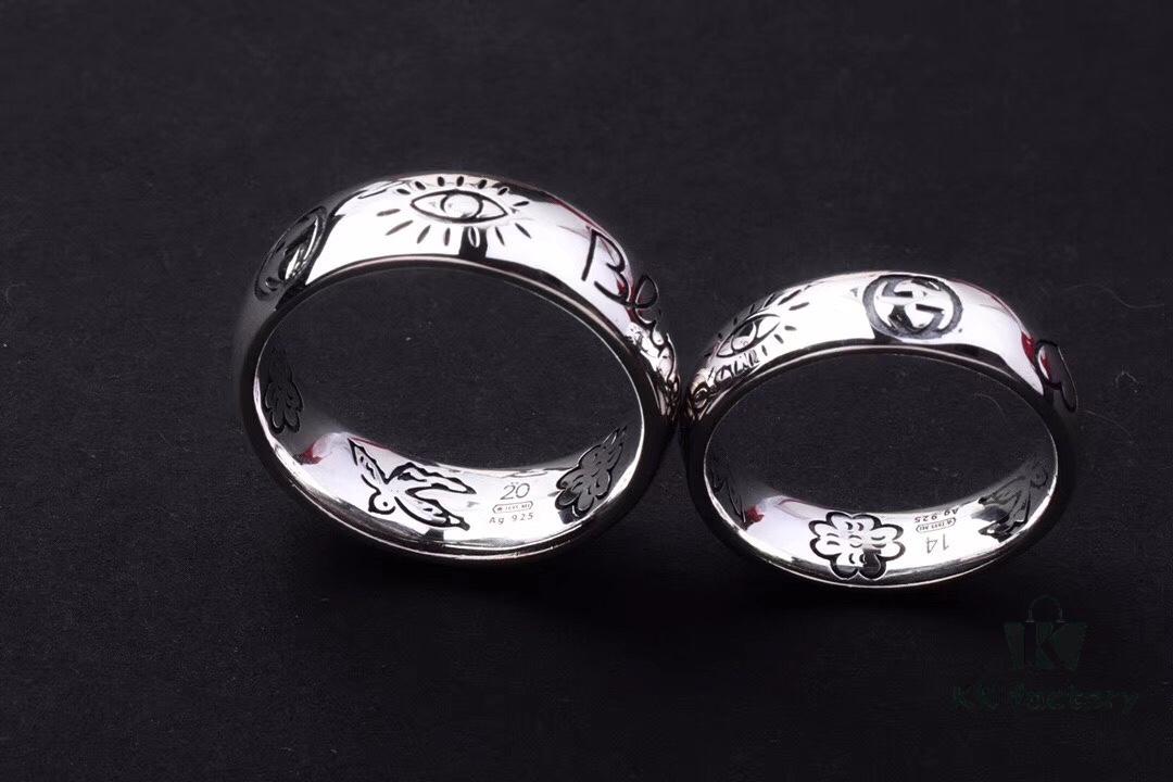 GUCCI 2019 Latest Ring Original 925 Sterling Silver (GucciGhost) Series Accessory to Awaken Vibrant Perception, Simple and Stylish, Independent and Unconventional