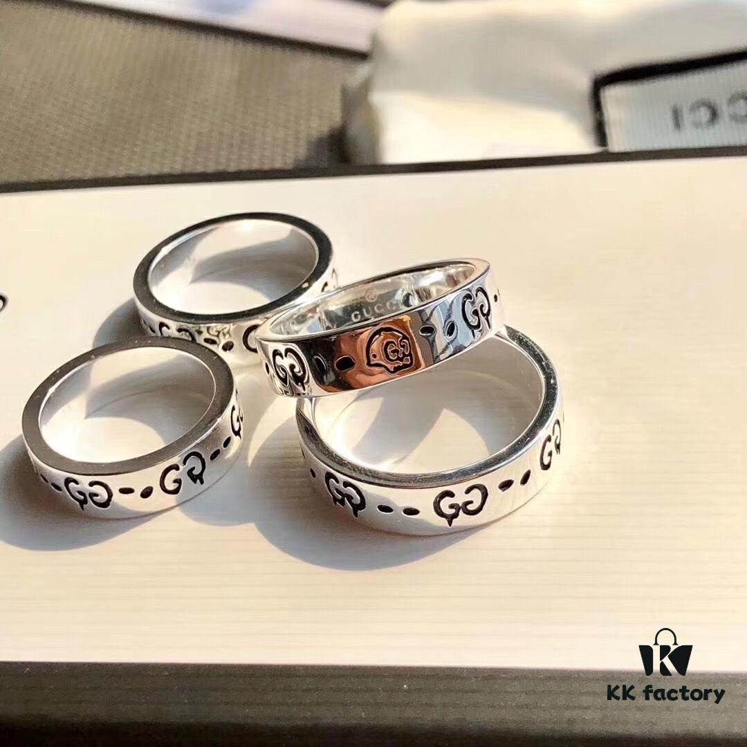 GucciGhost Skull Couple Ring - A Stylish Comeback Year, High-End Custom 925 Sterling Silver Minimalist Design for Everyday Wear