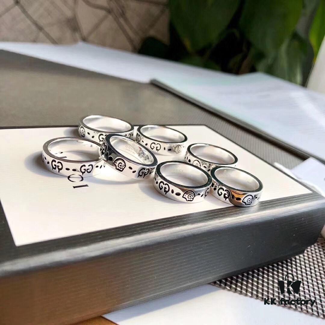 GucciGhost Skull Couple Ring - A Stylish Comeback Year, High-End Custom 925 Sterling Silver Minimalist Design for Everyday Wear