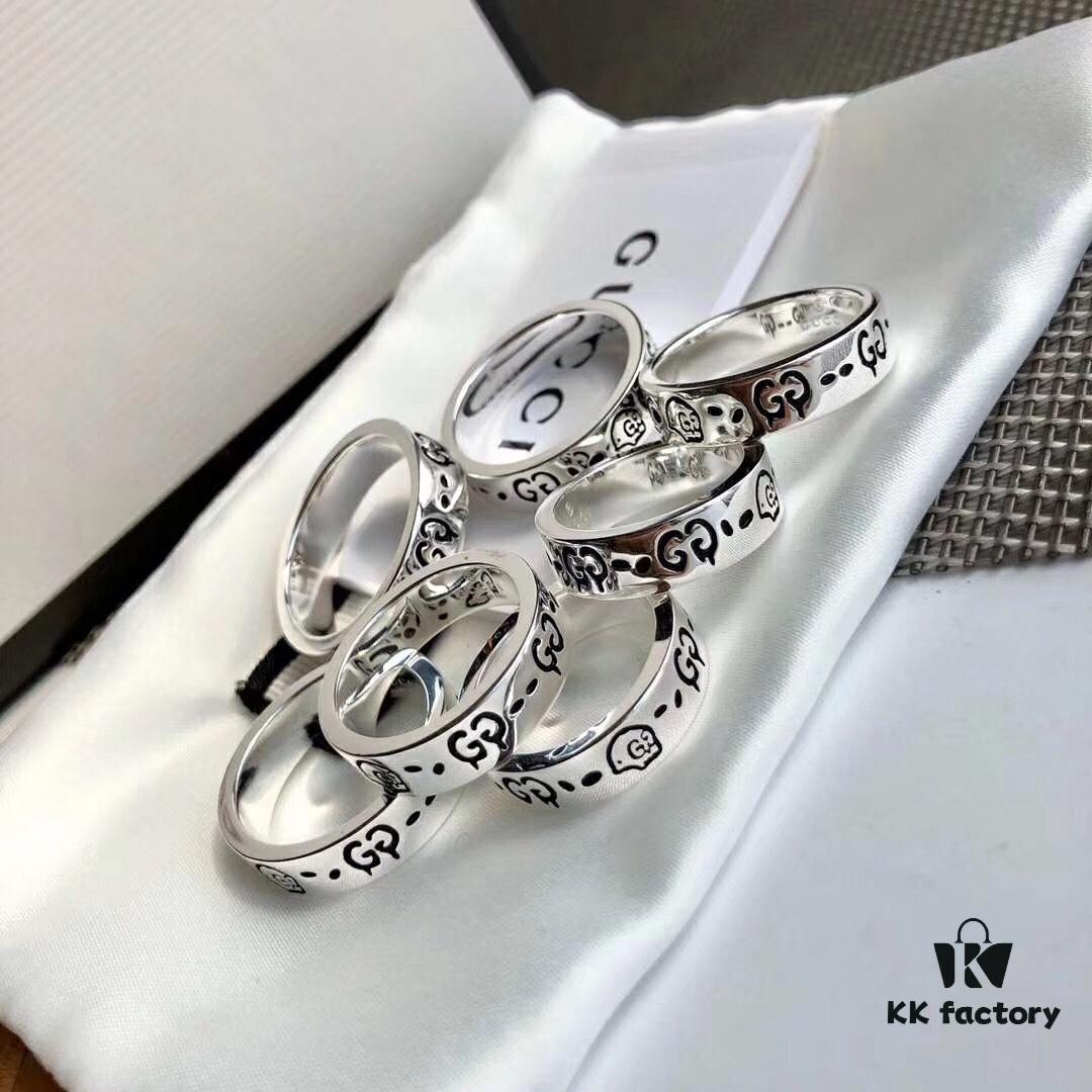 GucciGhost Skull Couple Ring - A Stylish Comeback Year, High-End Custom 925 Sterling Silver Minimalist Design for Everyday Wear