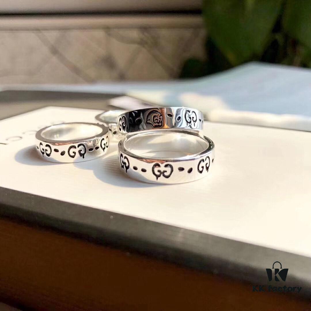 GucciGhost Skull Couple Ring - A Stylish Comeback Year, High-End Custom 925 Sterling Silver Minimalist Design for Everyday Wear