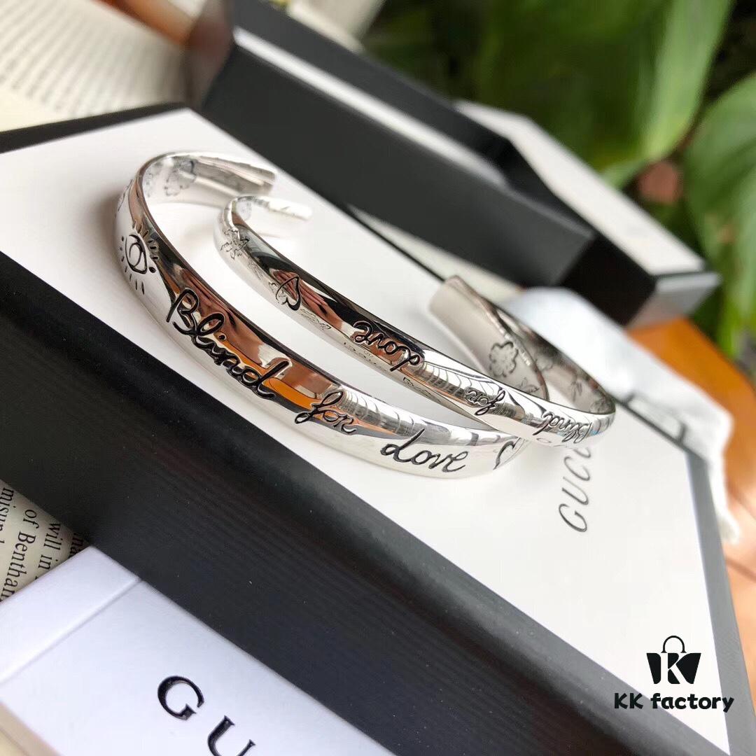 Gucci Unisex Bracelet in Sterling Silver, 'Blind for Love' Collection, Arriving Now – Perfect Valentine's Gift