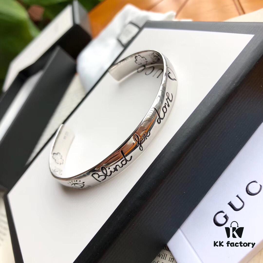 Gucci Unisex Bracelet in Sterling Silver, 'Blind for Love' Collection, Arriving Now – Perfect Valentine's Gift