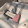 Gucci Ghost Pink Enamel Pendant, Comes with Accessory Box and Dust Bag, Includes 925 Silver Chain, Reversible Design, Excellent Condition, Rare Color from Official Stores, Logo Features the Ghost's Eyes, Soft Pink Tone, Subtle Without Oversized G Logo, Stylish and Versatile Design