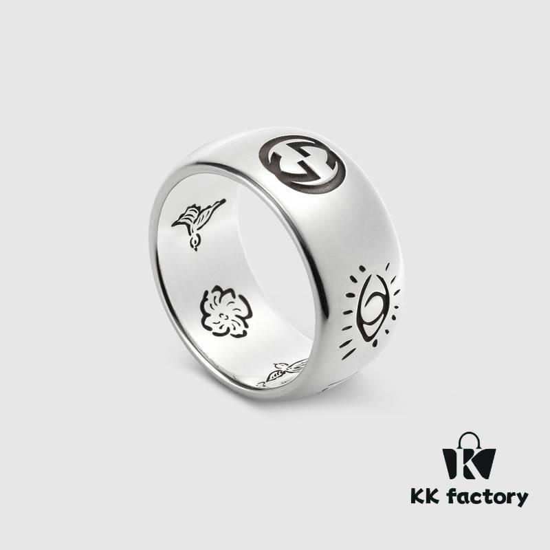 Gucci Blind For Love Couple's Ring 2019 Latest Model Ring Original 925 Sterling Silver (GucciGhost) Series Accessories to Awaken Vivid Sensory Perception. Simple, Stylish, Independent and Unconventional!