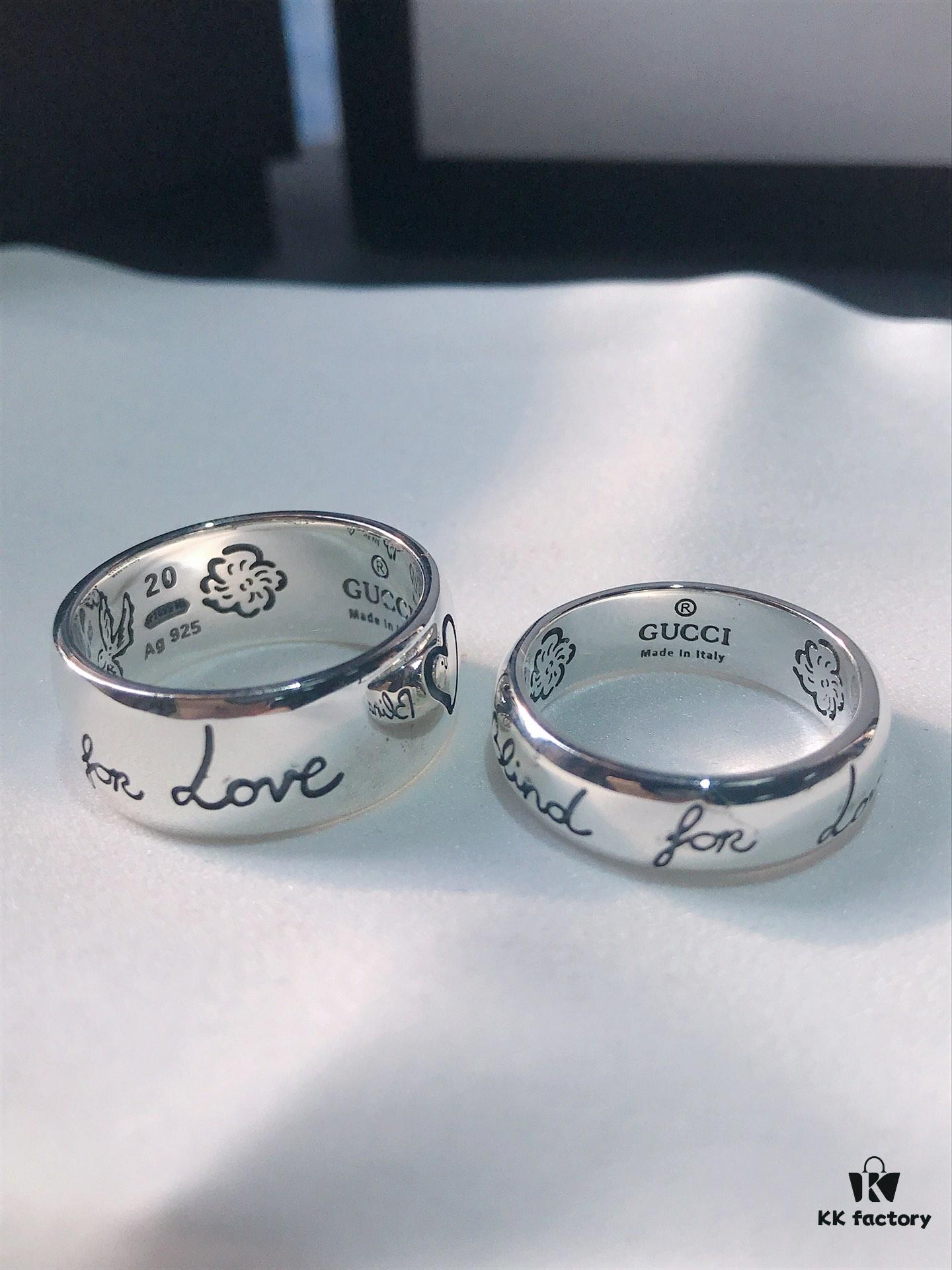 Gucci Blind For Love Couple's Ring 2019 Latest Model Ring Original 925 Sterling Silver (GucciGhost) Series Accessories to Awaken Vivid Sensory Perception. Simple, Stylish, Independent and Unconventional!
