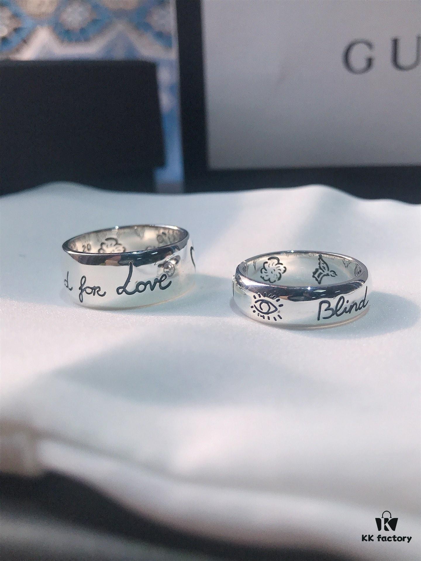 Gucci Blind For Love Couple's Ring 2019 Latest Model Ring Original 925 Sterling Silver (GucciGhost) Series Accessories to Awaken Vivid Sensory Perception. Simple, Stylish, Independent and Unconventional!