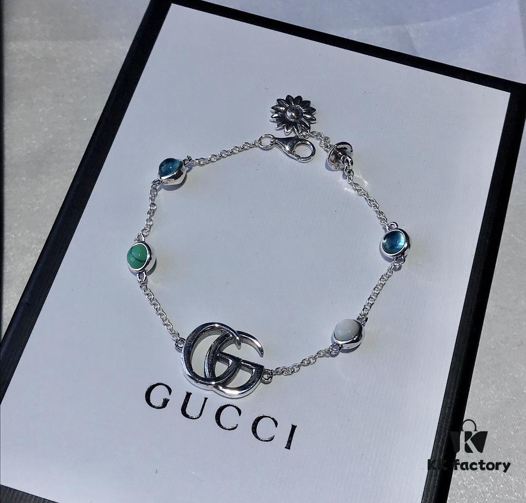 New Heavyweight Double G Turquoise Necklace and Bracelet Set with Daisy Pendant