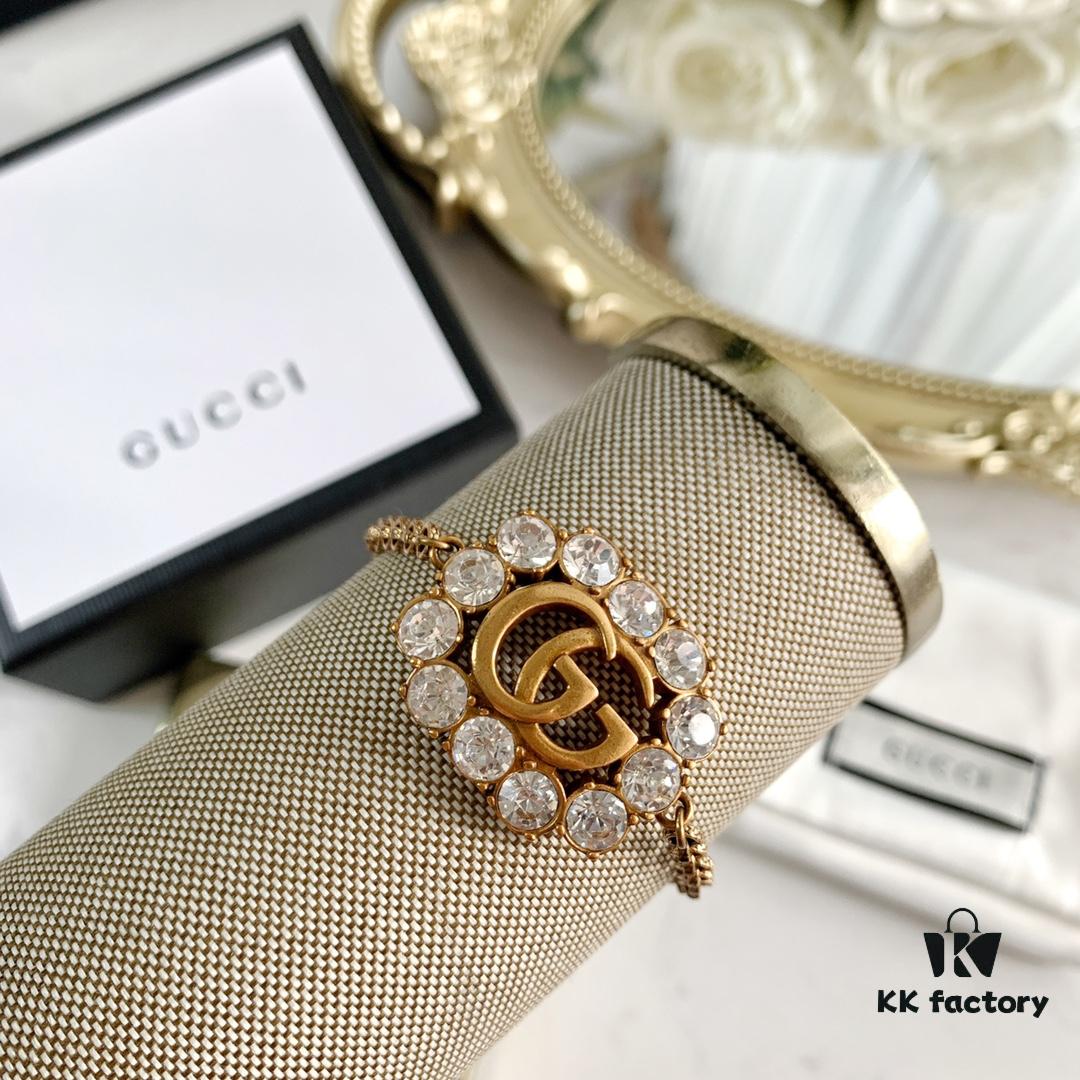 New Year Gift 🎁 2020 New Gucci Double G Full Diamond Necklace Bracelet, Counter-Matching Brass Material