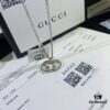 Gucci Real Photo One-to-One Replica Sticker, Labels, Receipt Included, Pure Silver Double G Necklace, Unisex Fashion Minimalist Design
