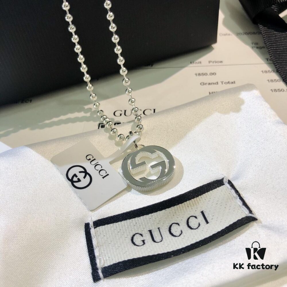 Gucci Necklace, Real Photo Match, 1:1 Replica with Stickers, Tags, Labels, and Receipt Included, Gucci Fashion Simple Style Unique Design Silver Made Refined Double G Pendant Unisex Trending Hot Item