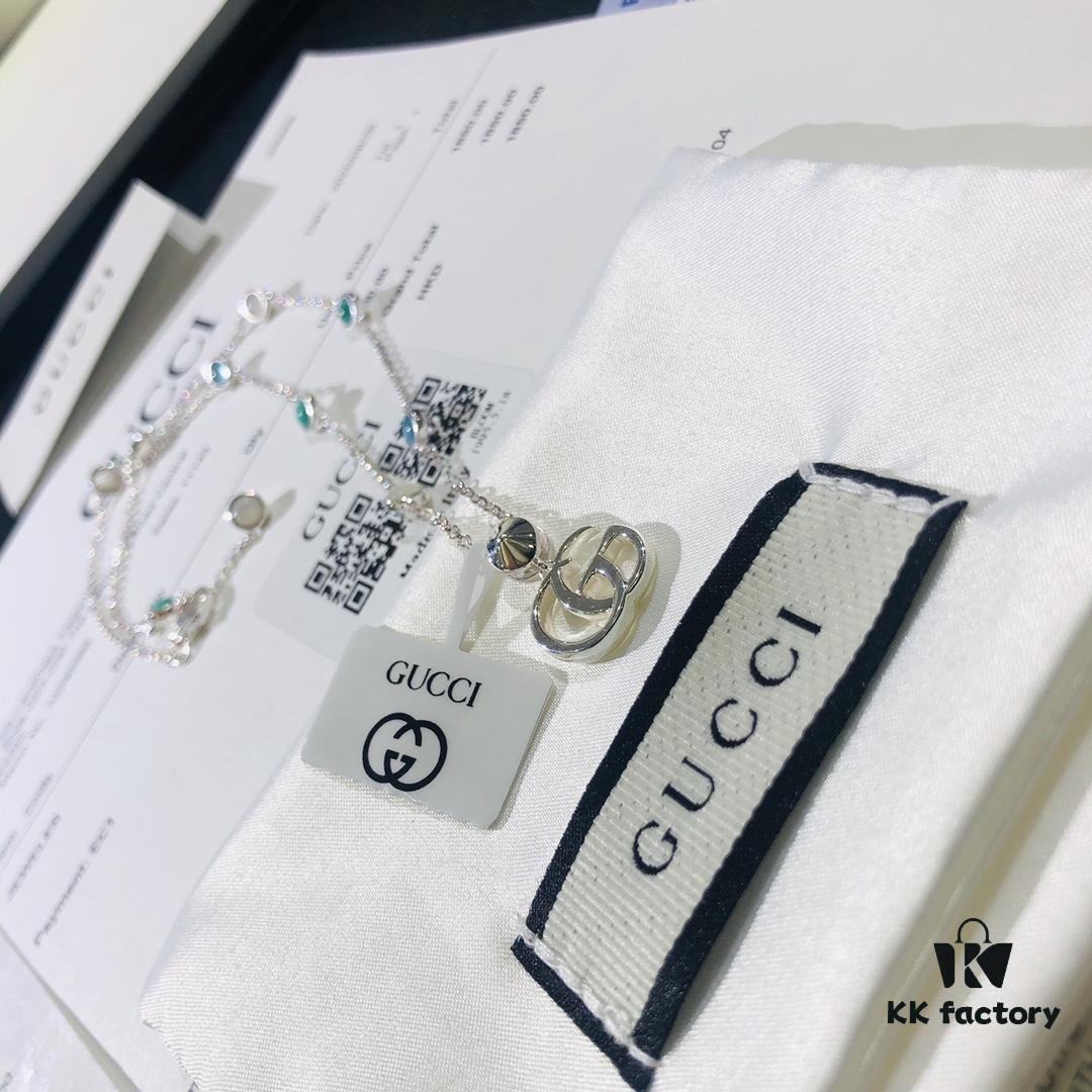 Gucci Real Photo One-to-One Replica Sticker, Labels, Receipt Included, Pure Silver Double G Necklace, Unisex Fashion Minimalist Design