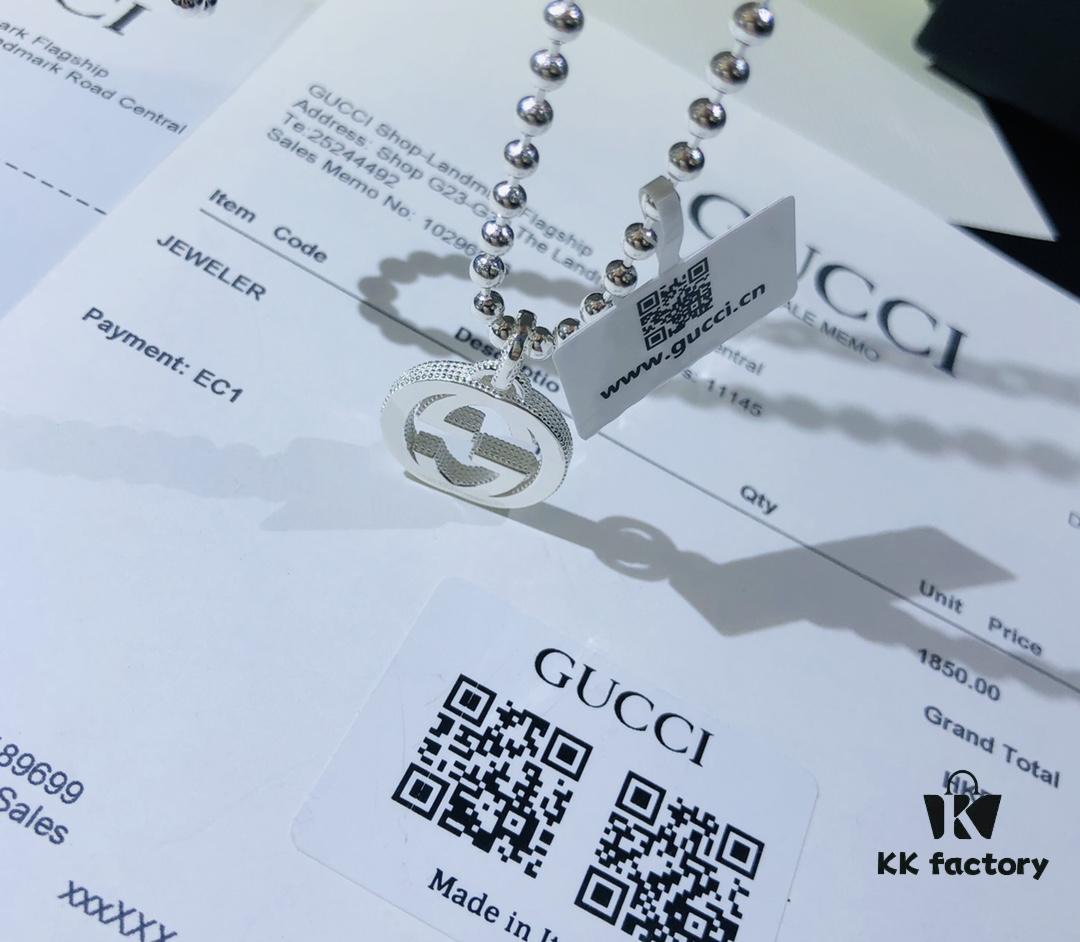 Gucci Necklace, Real Photo Match, 1:1 Replica with Stickers, Tags, Labels, and Receipt Included, Gucci Fashion Simple Style Unique Design Silver Made Refined Double G Pendant Unisex Trending Hot Item