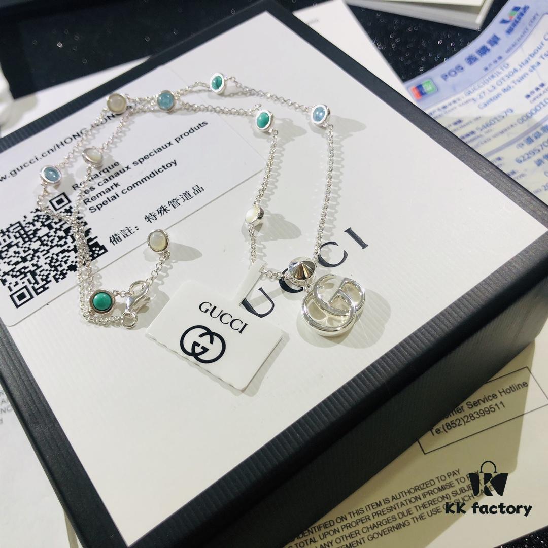 Gucci Real Photo One-to-One Replica Sticker, Labels, Receipt Included, Pure Silver Double G Necklace, Unisex Fashion Minimalist Design