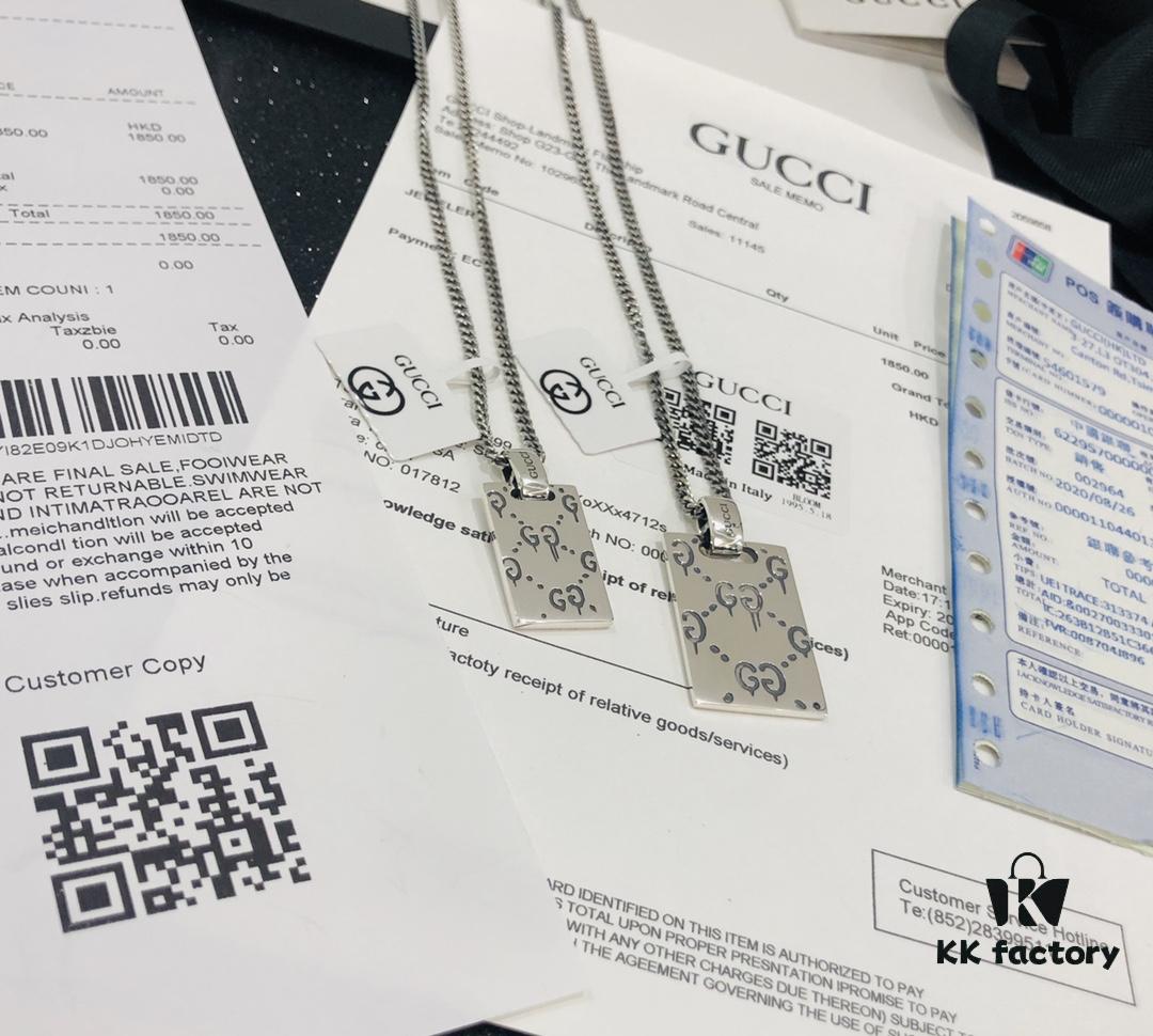 Gucci Official Photos Replica One-to-One Sticker, Labels, Receipt Included, Gucci Ghost Skull Necklace, Double G Texture Pendant, Artistic Design, 65cm Chain Length, Must-Have for Fashion Enthusiasts