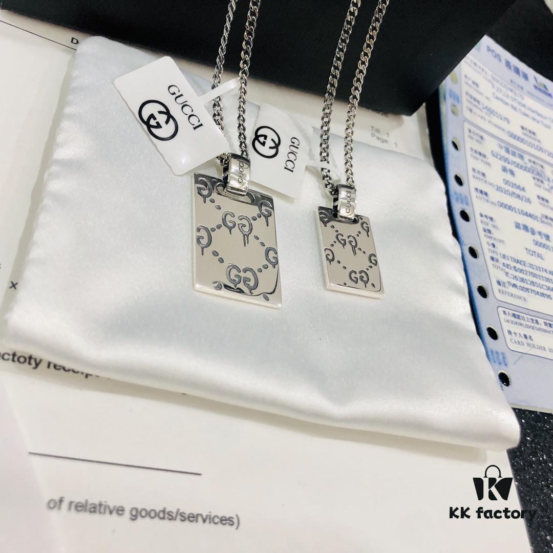 Gucci Official Photos Replica One-to-One Sticker, Labels, Receipt Included, Gucci Ghost Skull Necklace, Double G Texture Pendant, Artistic Design, 65cm Chain Length, Must-Have for Fashion Enthusiasts