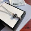 Sterling Silver Gucci Plated Double Key Pendant Necklace, Unisex Design with Dual-Tone Contrast for Men and Women, 55cm Chain Length, Ideal for Gifting or Personal Use