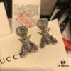 GUCCI Full Diamond Double G Bee Stud Earrings