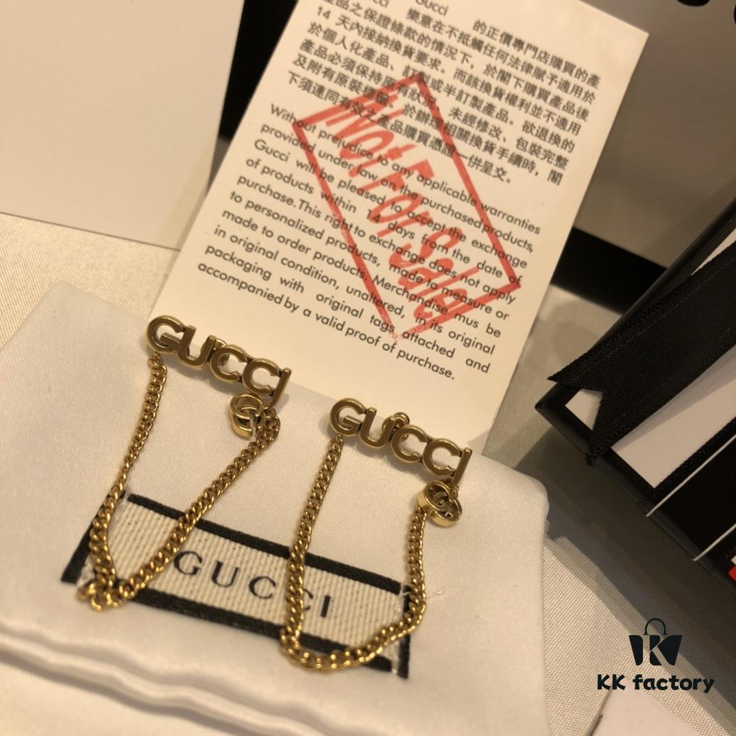 GUCCI Tassel Double G Stud Earrings