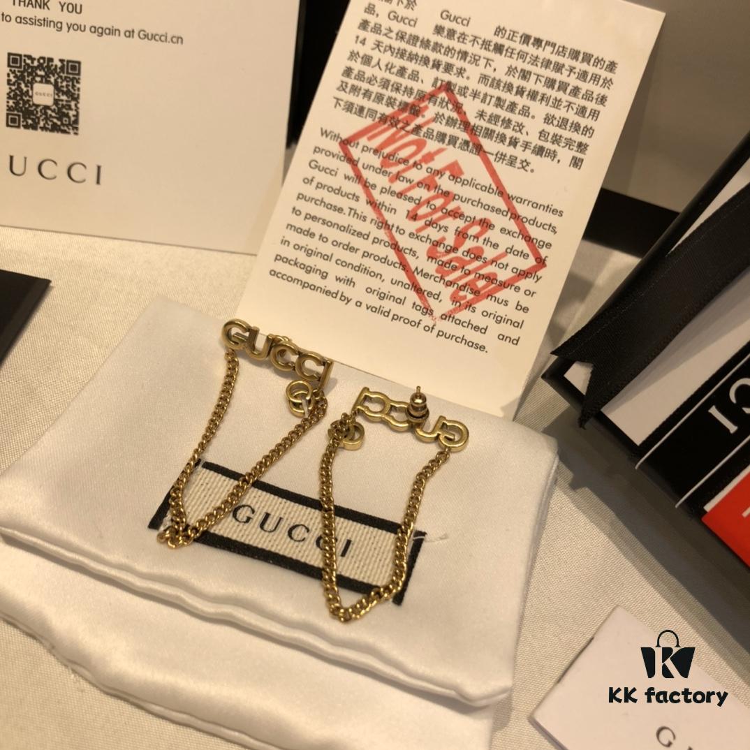 GUCCI Tassel Double G Stud Earrings