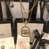 GUCCI Diamond-Paved Double G Set Necklace and Stud Earrings