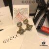GUCCI Diamond-Paved Double G Pearl Bee Stud Earrings