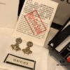 GUCCI Diamond-Paved Double G Pearl Bee Stud Earrings
