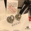 GUCCI Diamond-Circled Double G Stud Earrings