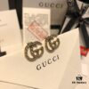 GUCCI Full Diamond Double G Stud Earrings