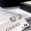 Exclusive Launch! Now Available! Authentic Custom Gucci Blind For Love Pure Silver Earrings, Heart-shaped Silver Studs Engraved with Iconic Gucci Motifs Including Eyes, Hearts, and the Phrase 'Blind For Love', Unisex Design Perfect for Couples, Comes with Full Packaging, Ideal as a Gift or for Personal Use!