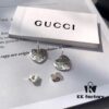 Exclusive Launch! Now Available! Authentic Custom Gucci Blind For Love Pure Silver Earrings, Heart-shaped Silver Studs Engraved with Iconic Gucci Motifs Including Eyes, Hearts, and the Phrase 'Blind For Love', Unisex Design Perfect for Couples, Comes with Full Packaging, Ideal as a Gift or for Personal Use!
