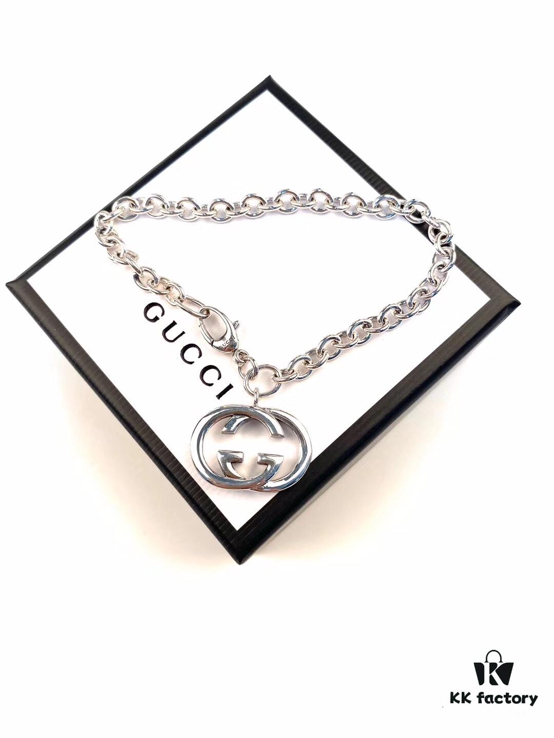 Gucci Bracelet with Interlocking Double G Pendant, Iconic Symbol of the Spirit, Crafted in Sterling Silver