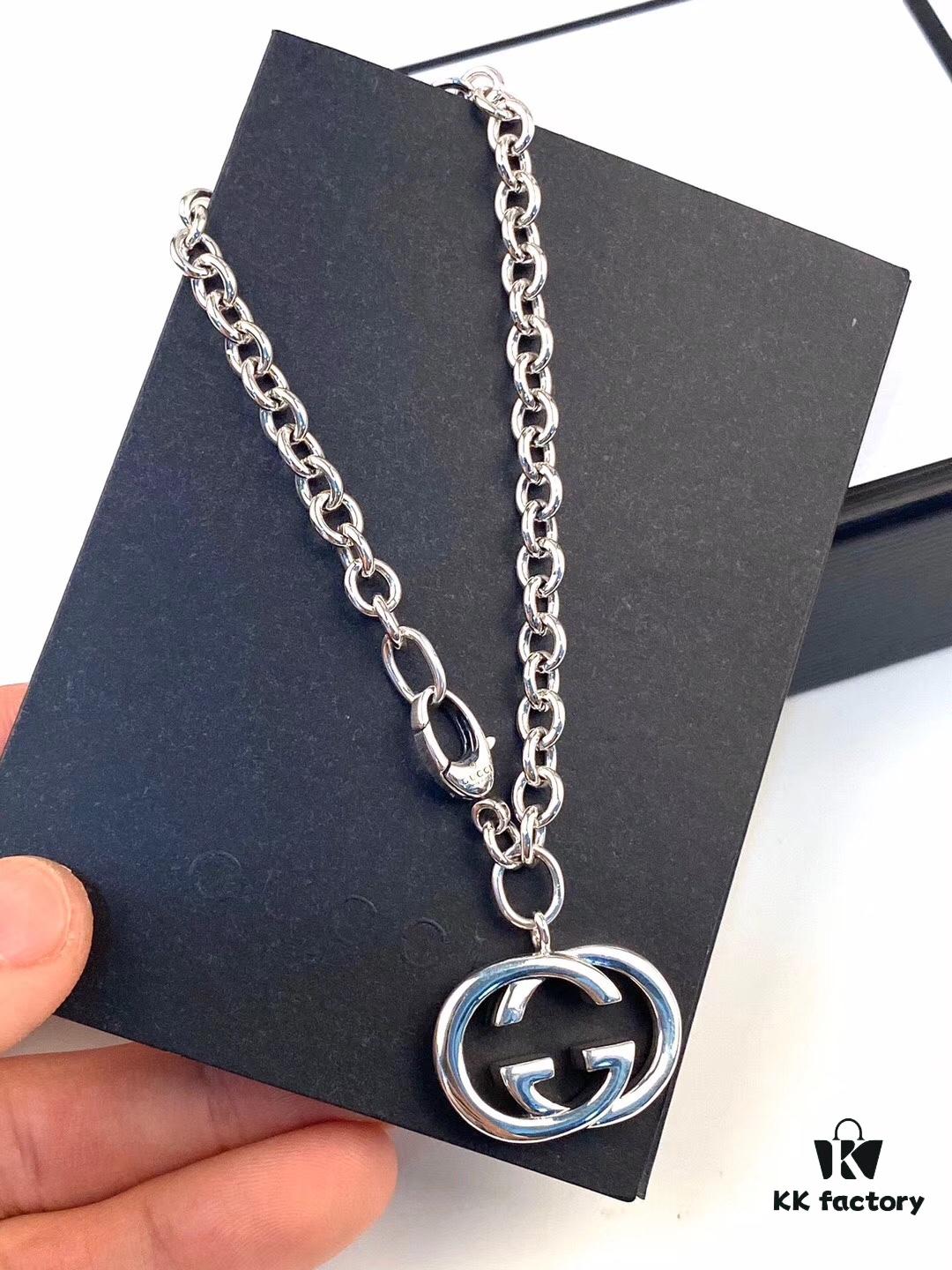 Gucci Bracelet with Interlocking Double G Pendant, Iconic Symbol of the Spirit, Crafted in Sterling Silver