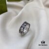 Gucci 925 Sterling Silver Double G Floral Vintage Ring