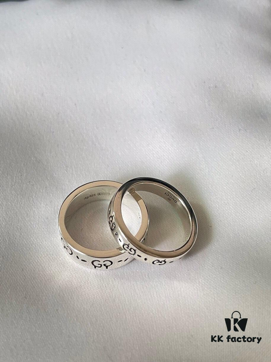 Gucci 925 Sterling Silver Skull Pixie Couple Ring