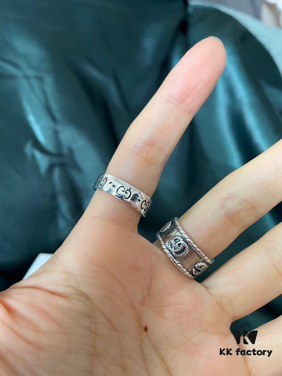 Gucci 925 Sterling Silver Skull Pixie Couple Ring