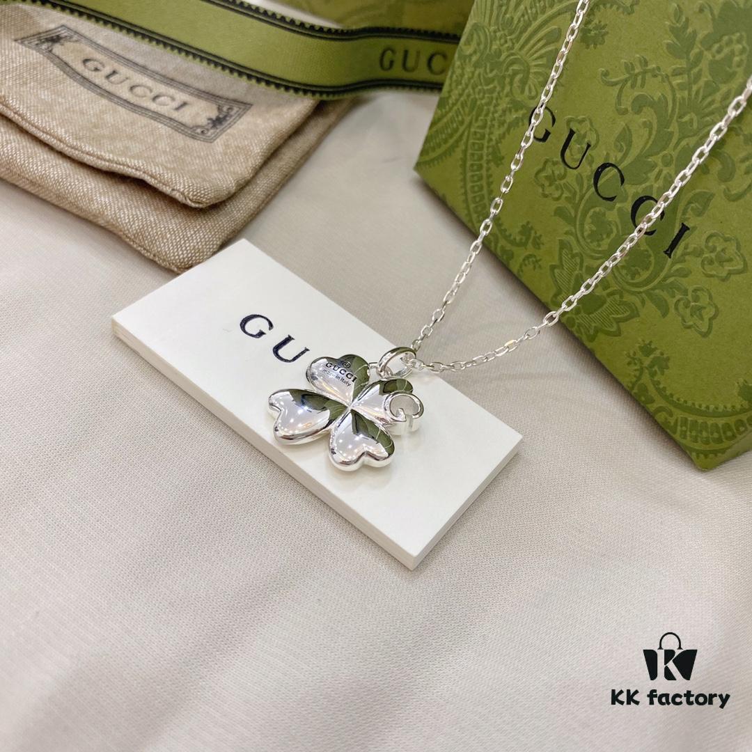 Gucci Gucci 925 Sterling Silver Four-Leaf Clover Necklace