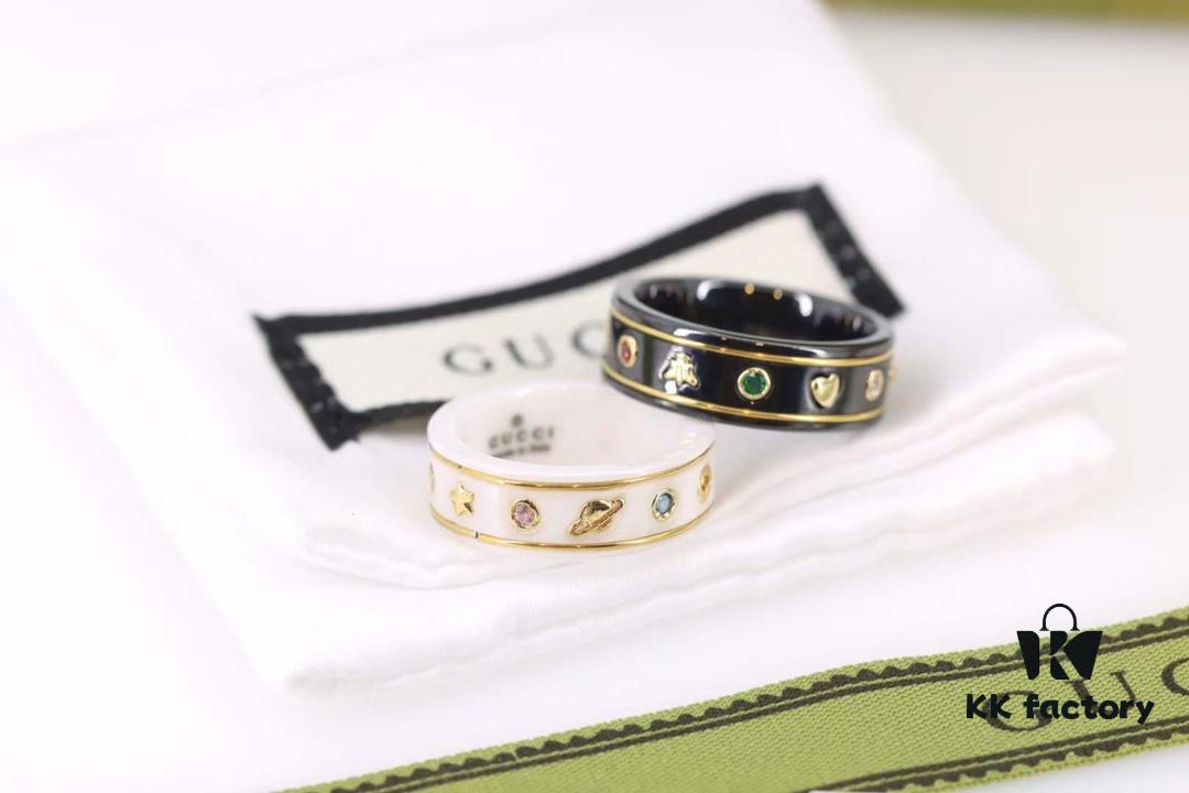 Gucci Icon Series Bee Black Ceramic Couple Ring