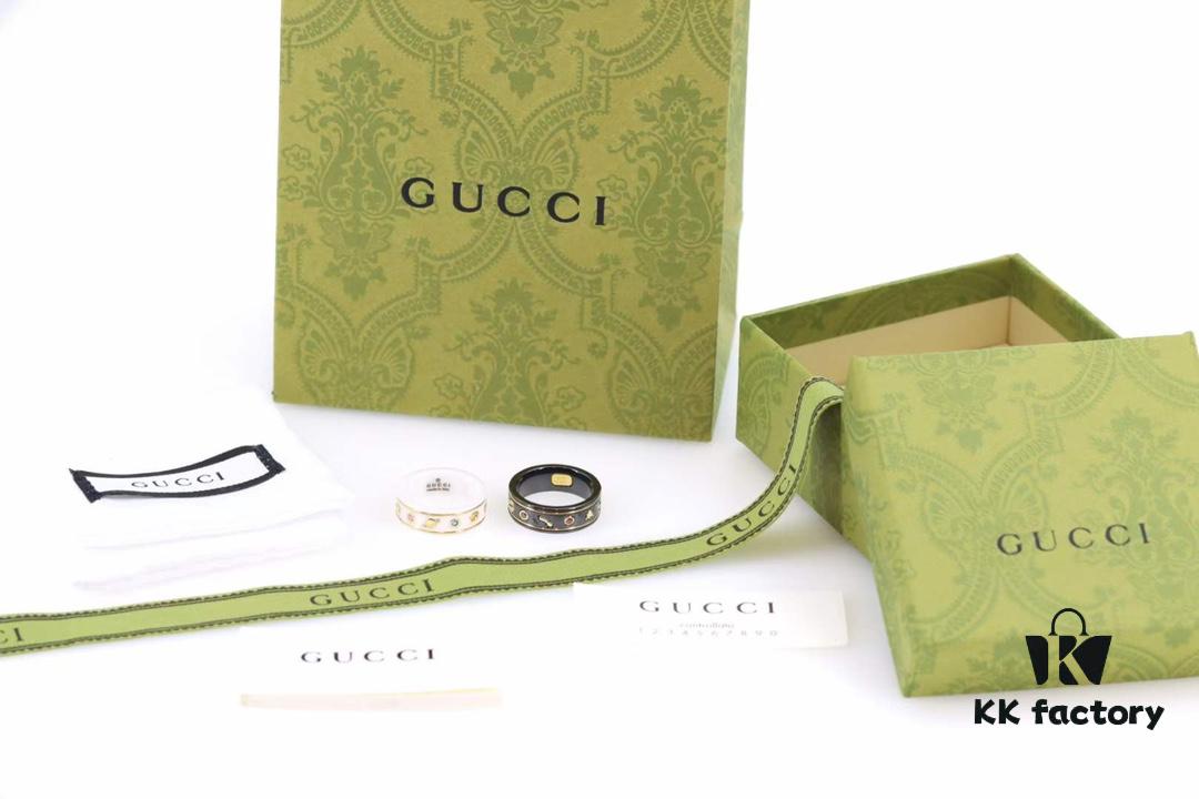 Gucci Icon Series Bee Black Ceramic Couple Ring