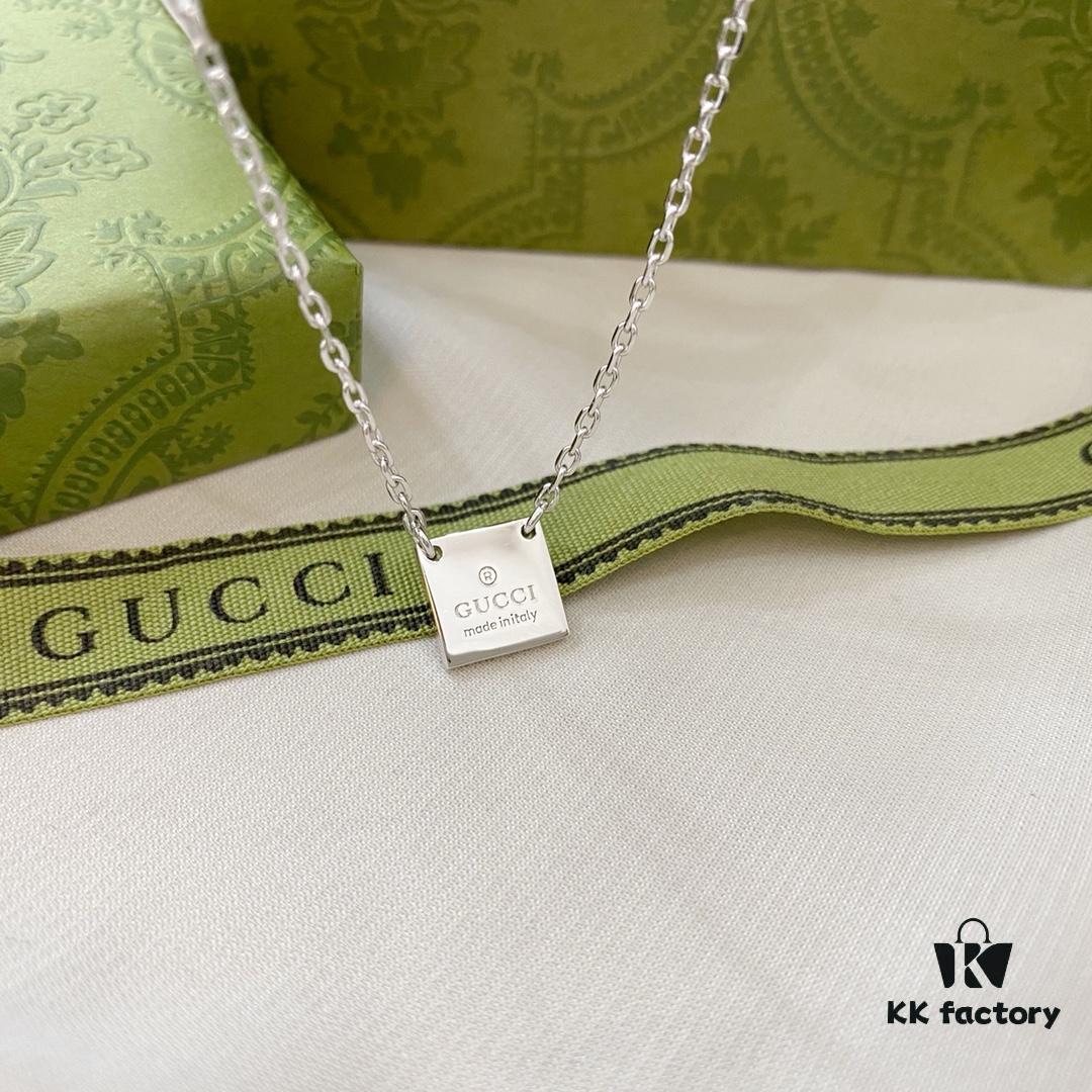 Gucci Gucci 925 Sterling Silver Mini Square Pendant Necklace