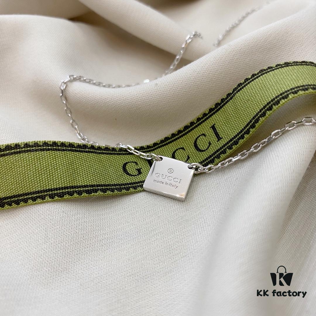 Gucci Gucci 925 Sterling Silver Mini Square Pendant Necklace