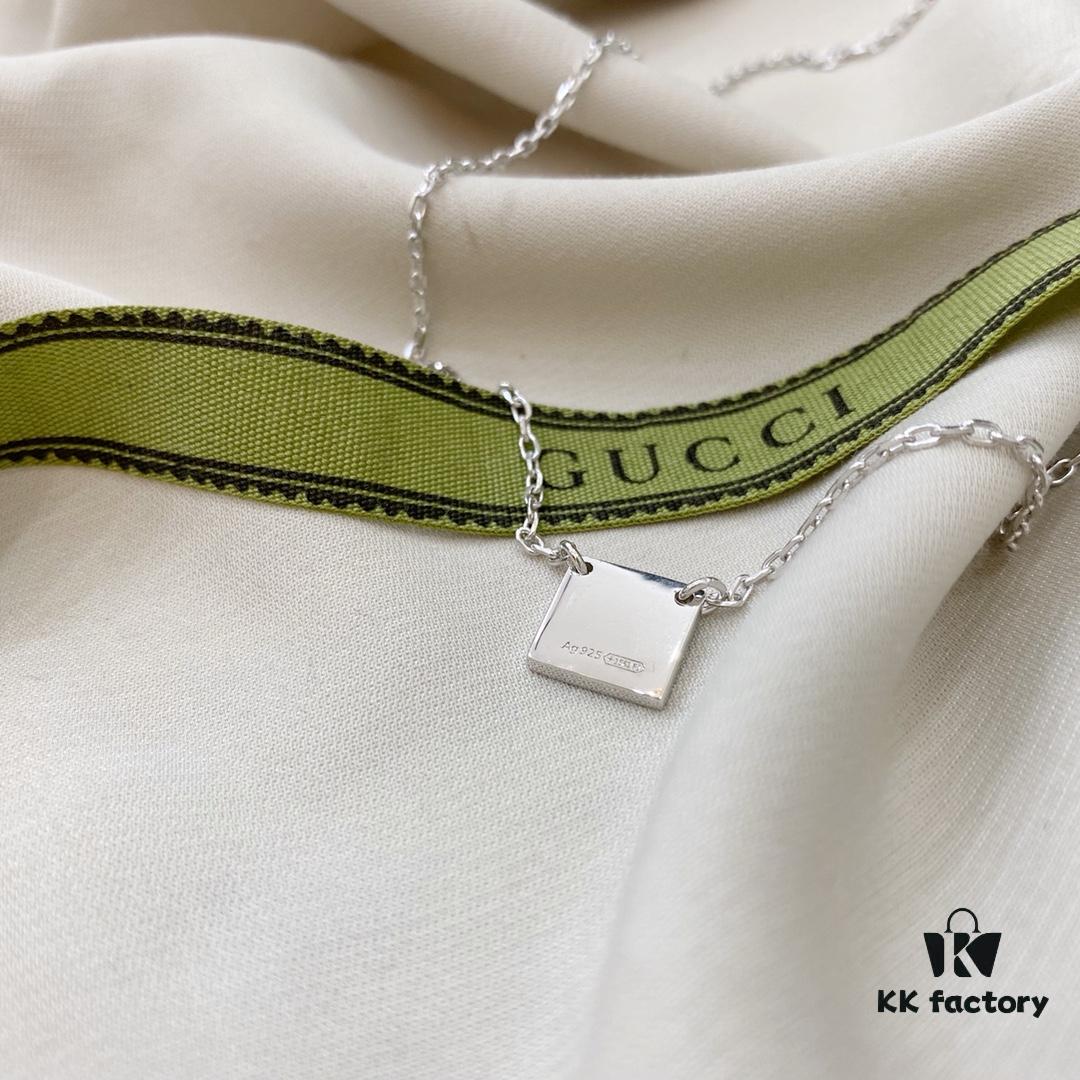 Gucci Gucci 925 Sterling Silver Mini Square Pendant Necklace