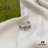 Gucci New Arrival Double G Floral Pink Shell Pure Silver Ring