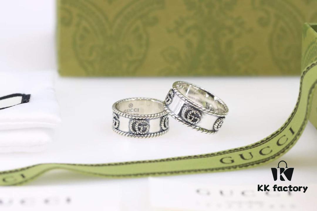 Gucci GG Marmont Series Purple Elegant Silver Ring