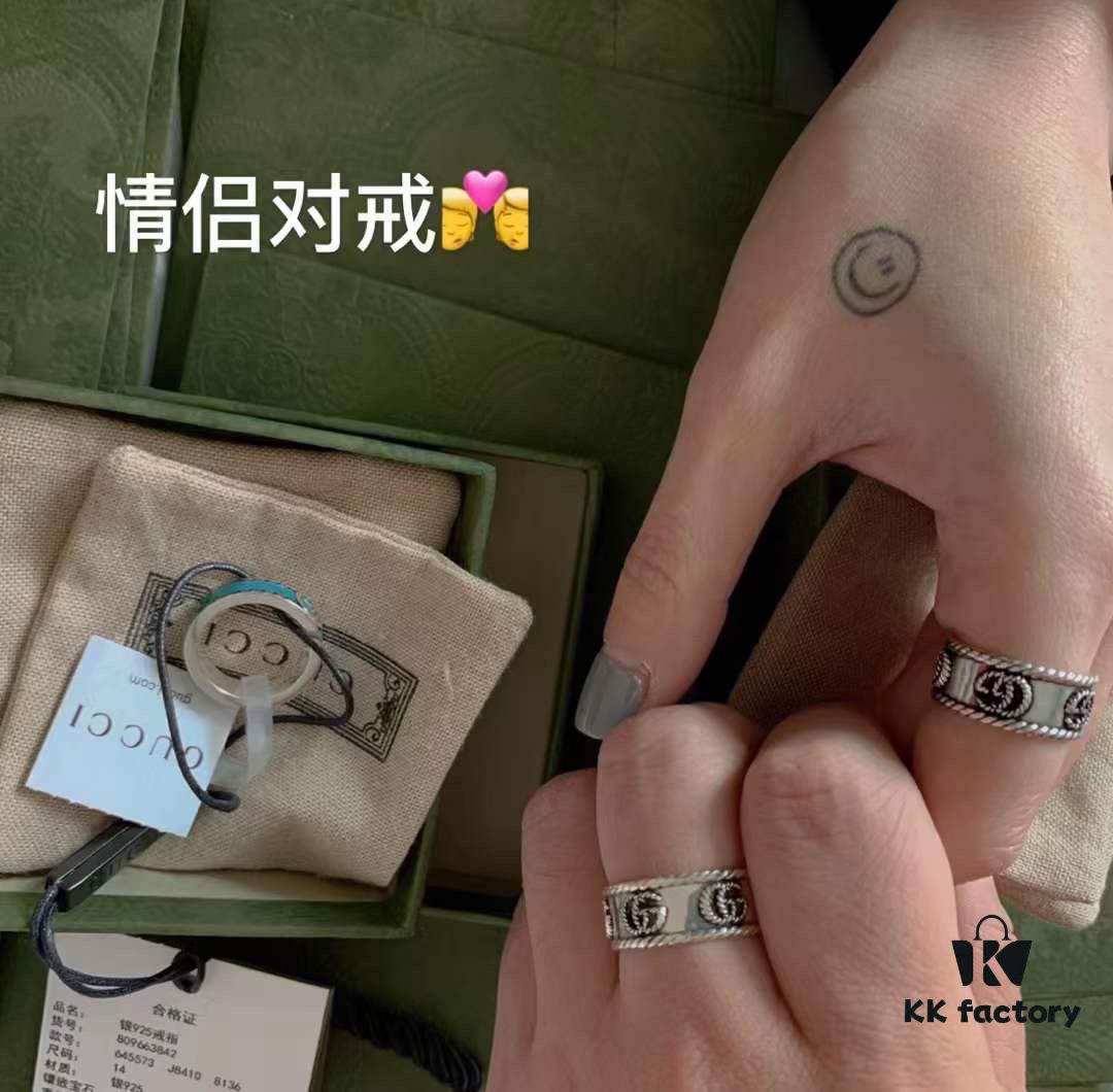 Gucci GG Marmont Series Purple Elegant Silver Ring