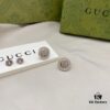 Gucci 925 Sterling Silver Double G Diamond-Encrusted Minimalist Stud Earrings