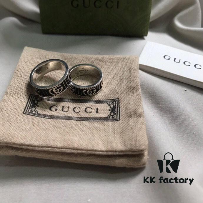 Gucci Gucci 925 Sterling Silver Double G Striped Vintage Ring 5360125